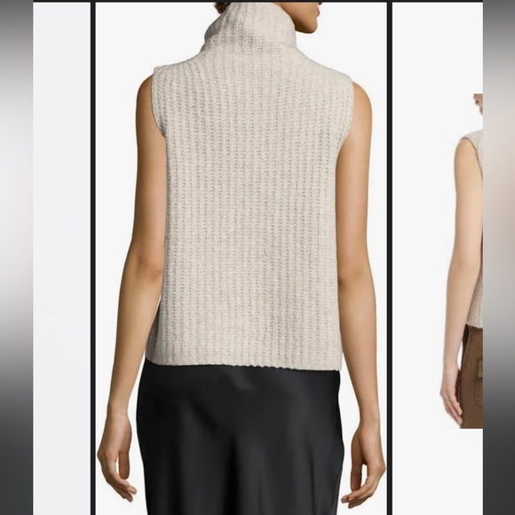 VINCE Cashmere Mock-neck Sleeveless
Sweater in Oatmeal Tan. Size XS. EUC - Picture 3 of 14